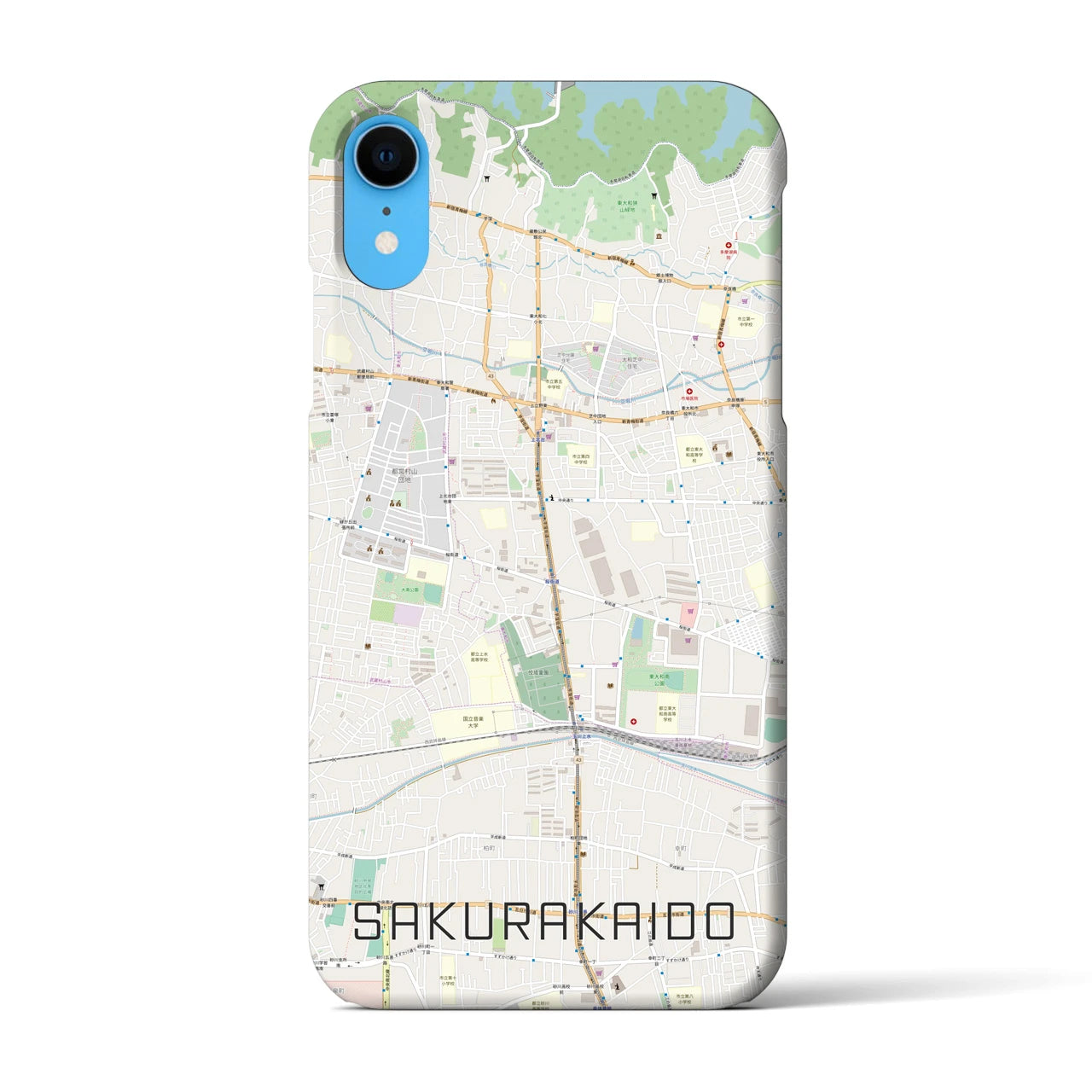 【桜街道】地図柄iPhoneケース（バックカバータイプ・ナチュラル）iPhone XR 用