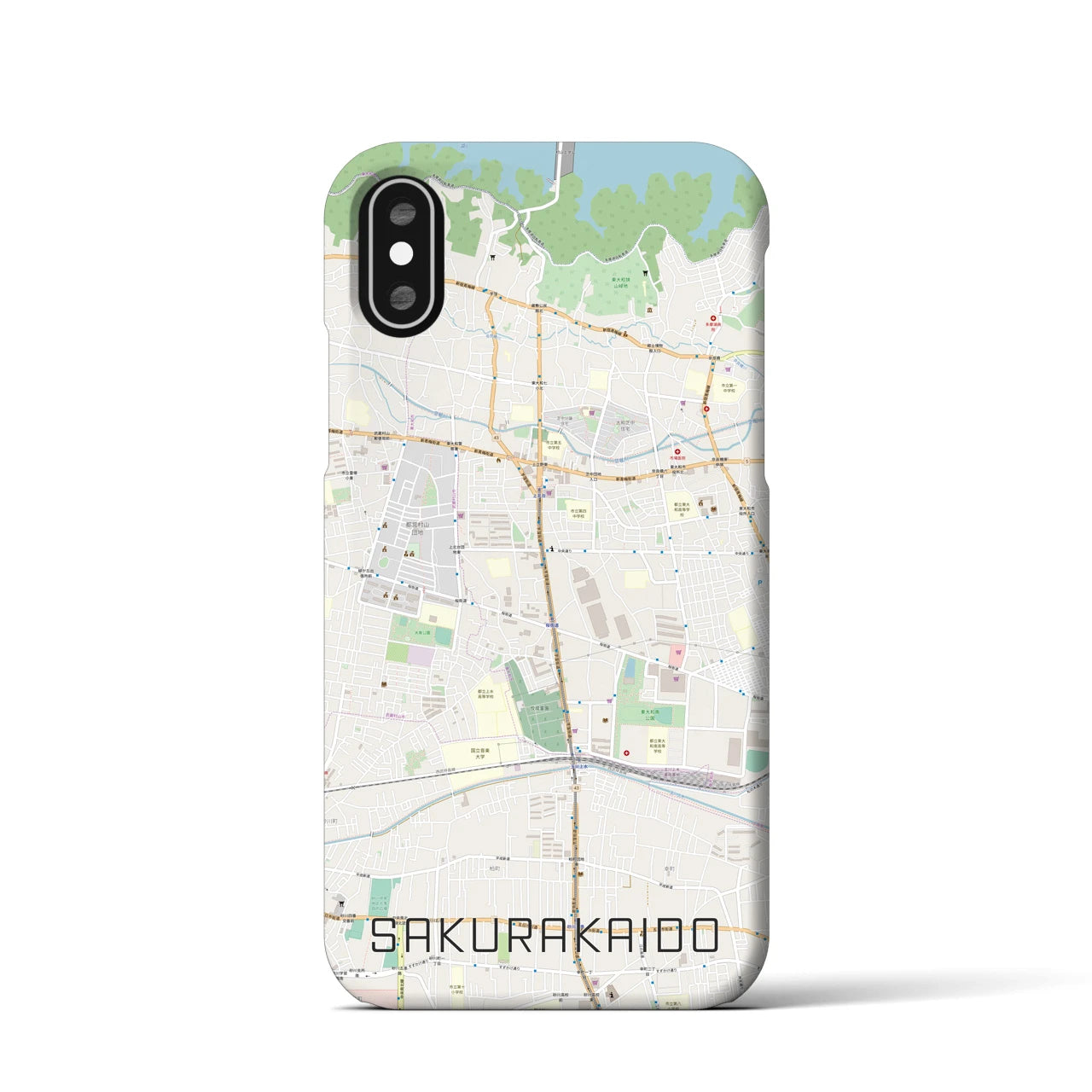 【桜街道】地図柄iPhoneケース（バックカバータイプ・ナチュラル）iPhone XS / X 用