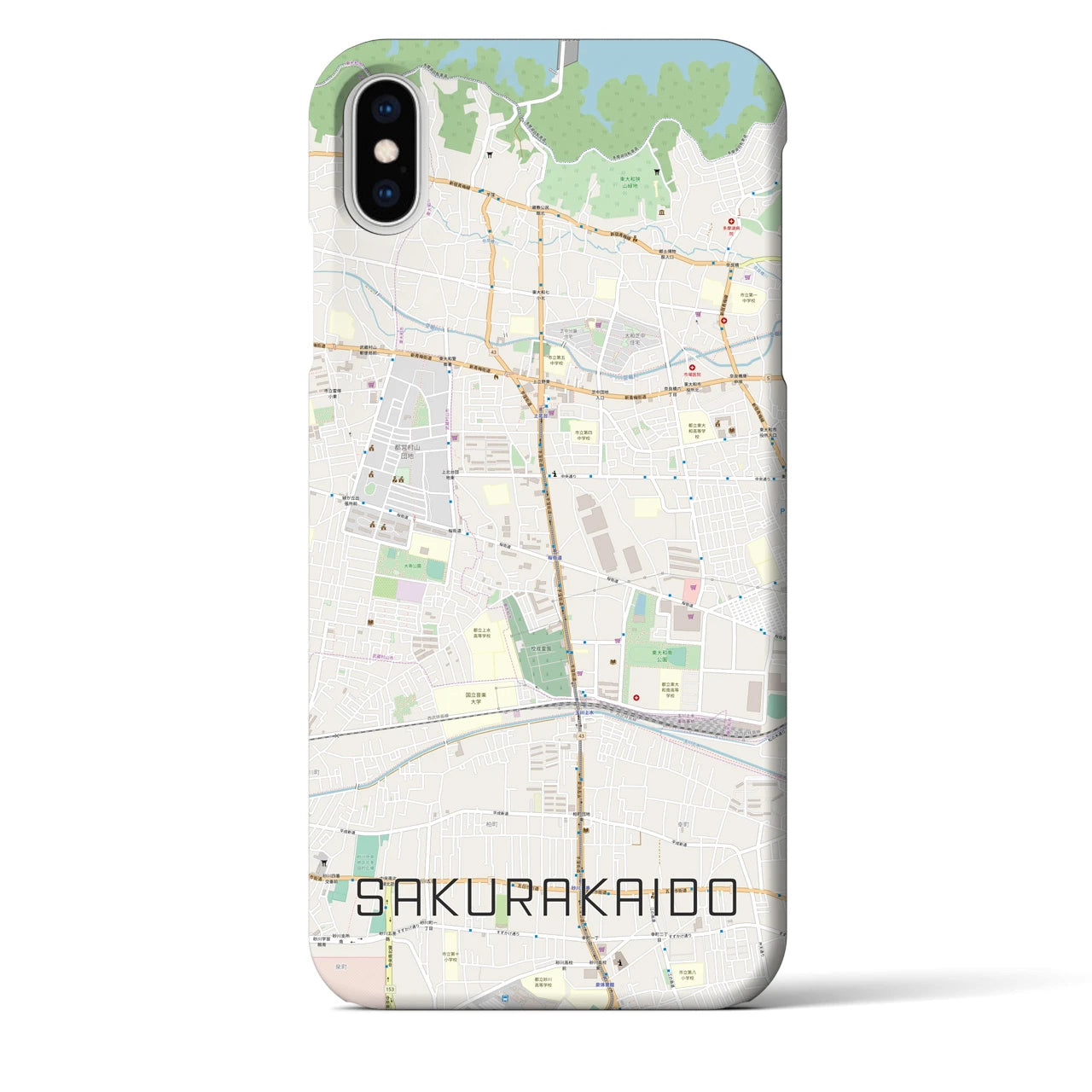 【桜街道】地図柄iPhoneケース（バックカバータイプ・ナチュラル）iPhone XS Max 用