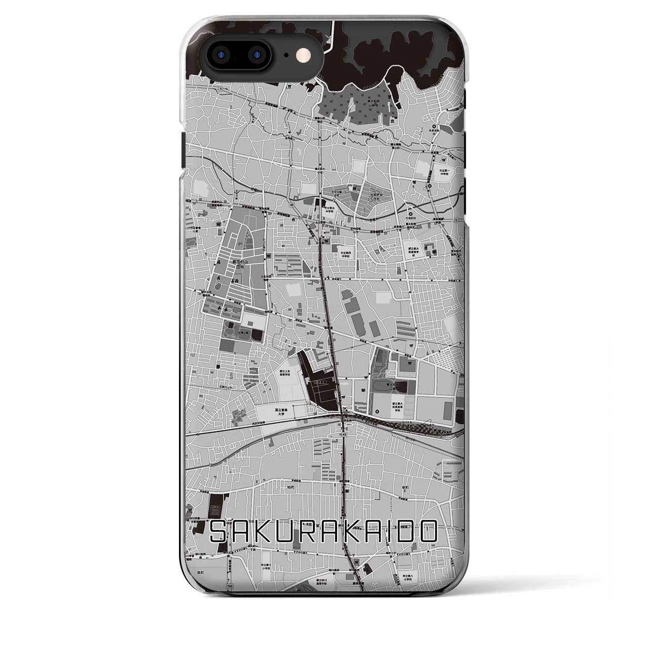 【桜街道】地図柄iPhoneケース（クリアタイプ・モノトーン）iPhone 8Plus /7Plus / 6sPlus / 6Plus 用