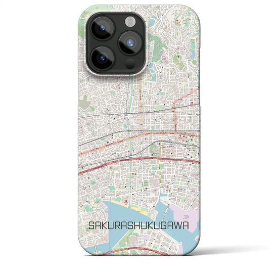 【さくら夙川】地図柄iPhoneケース（バックカバータイプ・ナチュラル）iPhone 15 Pro Max 用