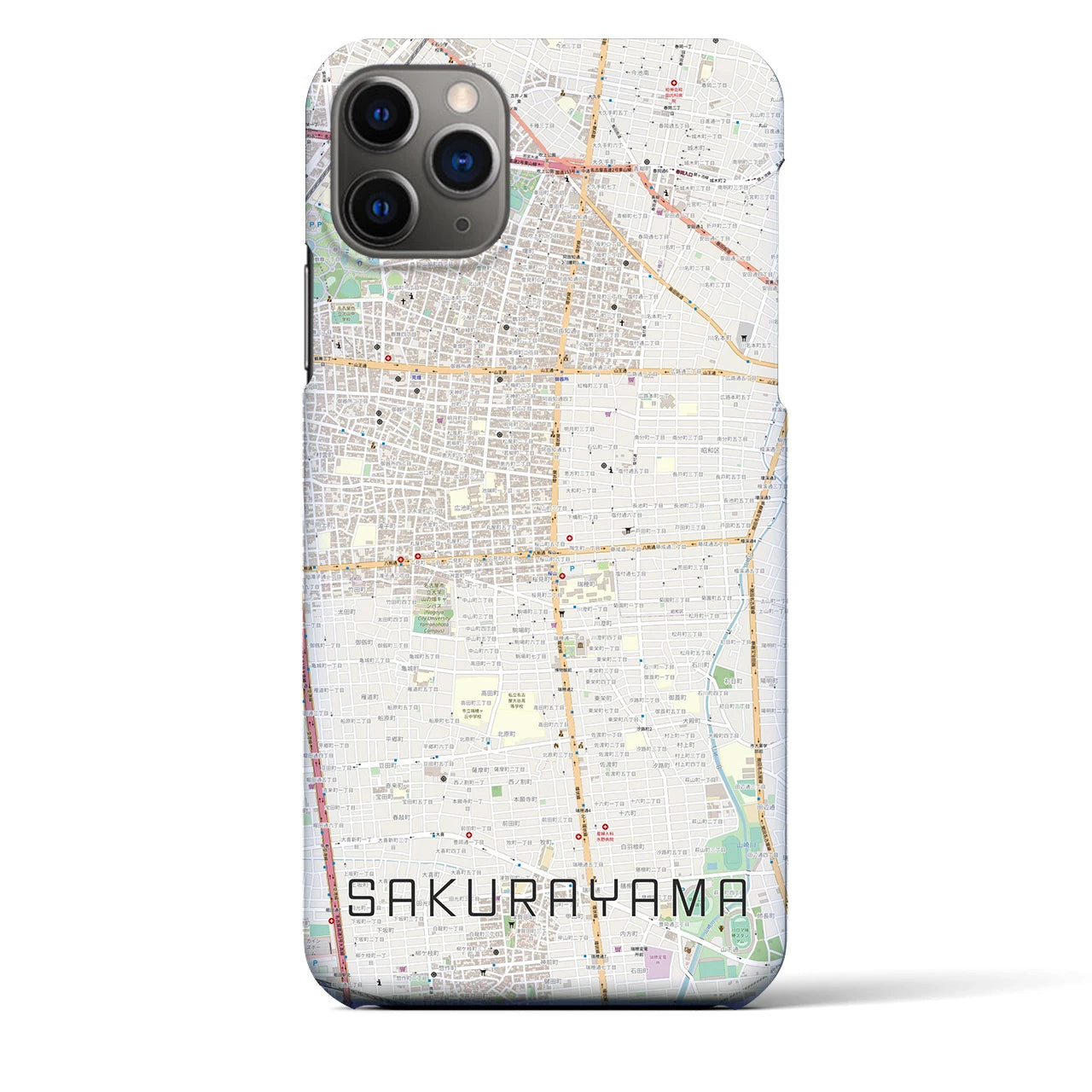 【桜山】地図柄iPhoneケース（バックカバータイプ・ナチュラル）iPhone 11 Pro Max 用