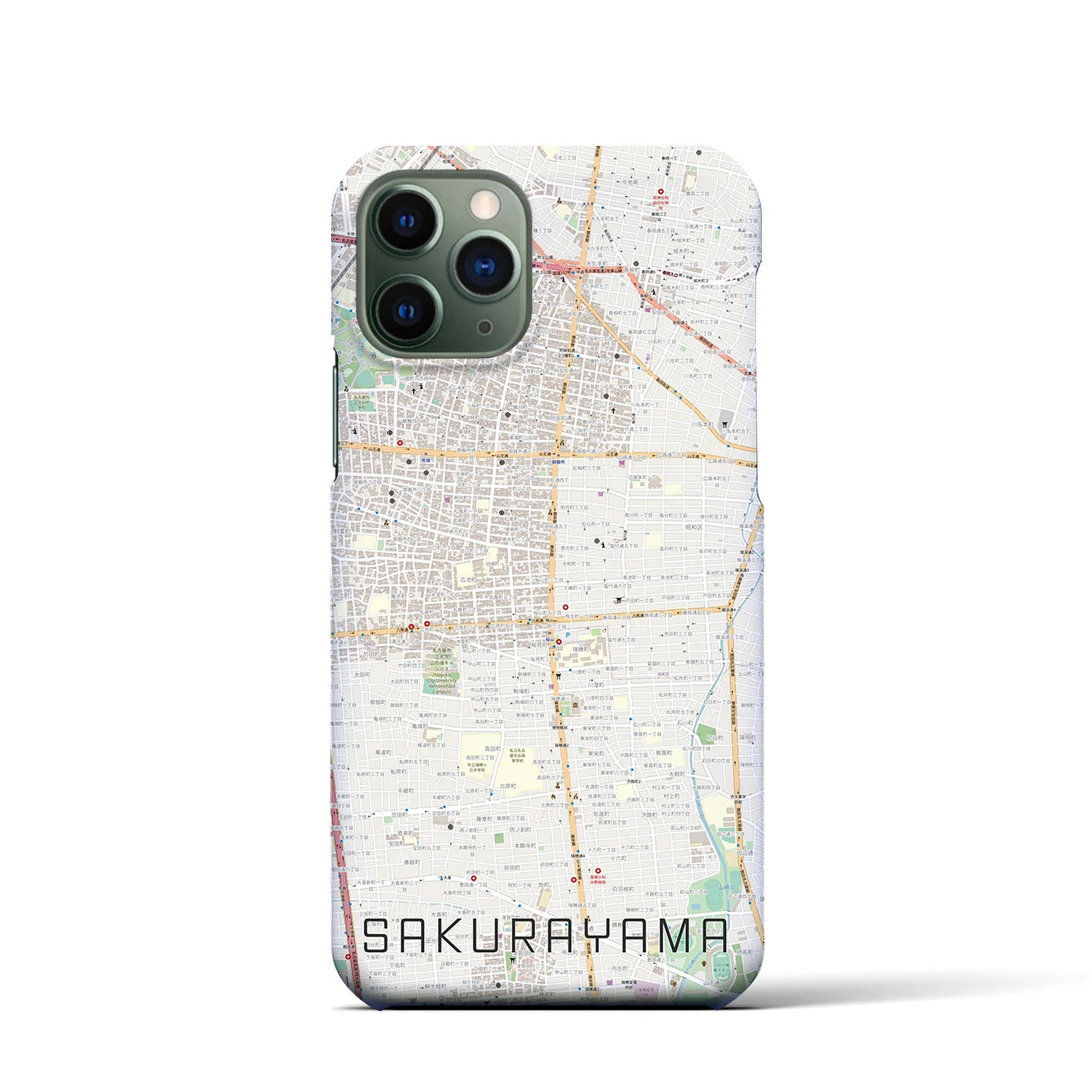 【桜山】地図柄iPhoneケース（バックカバータイプ・ナチュラル）iPhone 11 Pro 用