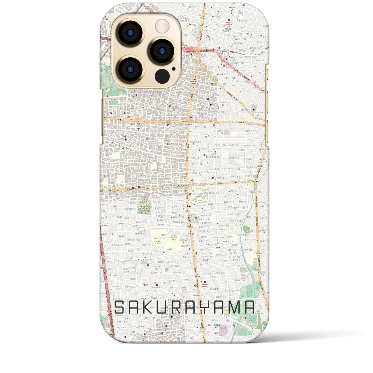 【桜山】地図柄iPhoneケース（バックカバータイプ・ナチュラル）iPhone 12 Pro Max 用