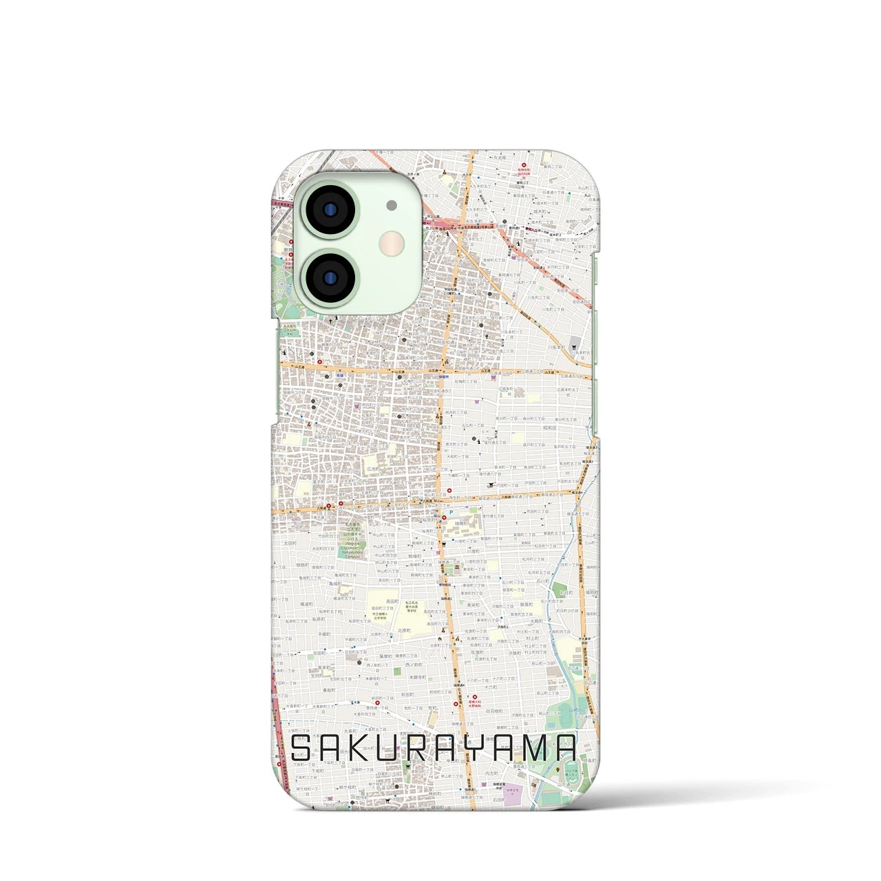 【桜山】地図柄iPhoneケース（バックカバータイプ・ナチュラル）iPhone 12 mini 用
