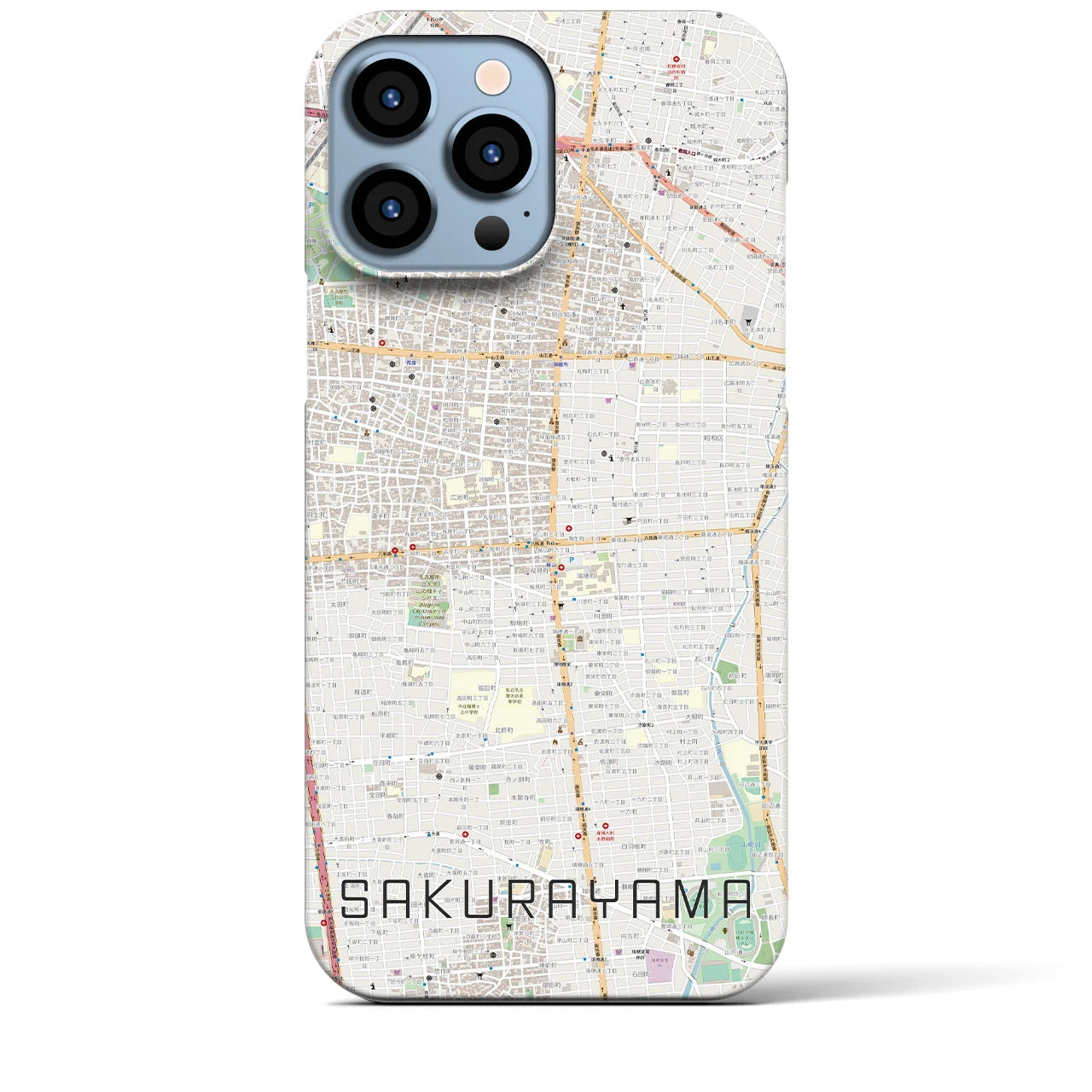 【桜山】地図柄iPhoneケース（バックカバータイプ・ナチュラル）iPhone 13 Pro Max 用