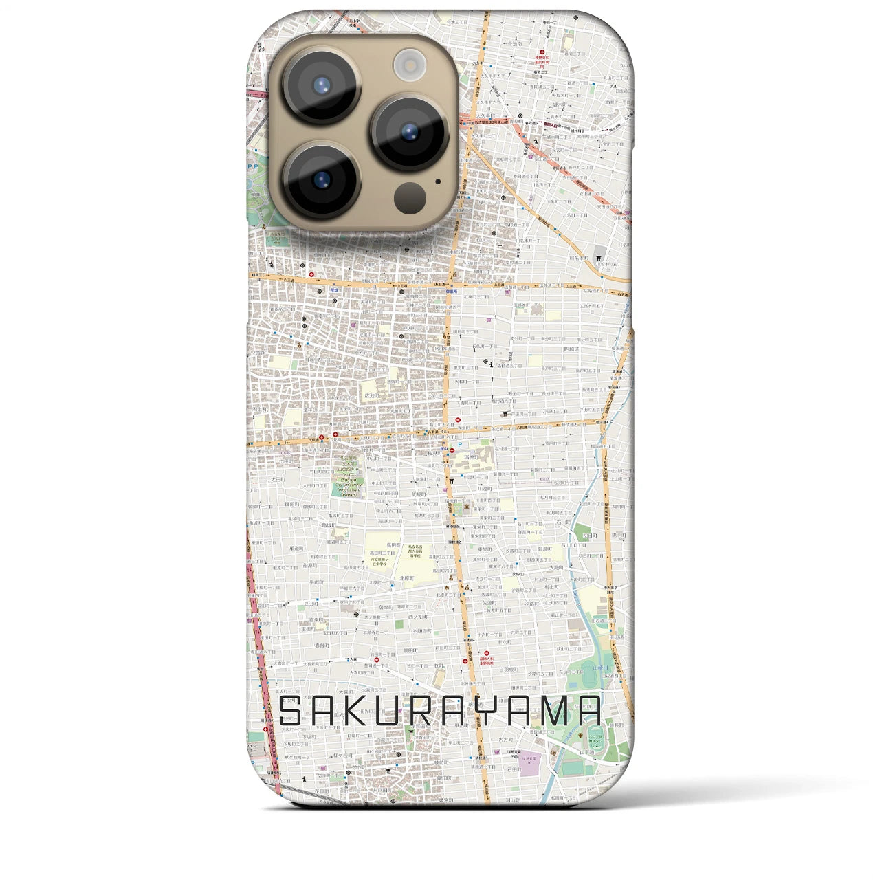 【桜山】地図柄iPhoneケース（バックカバータイプ・ナチュラル）iPhone 14 Pro Max 用