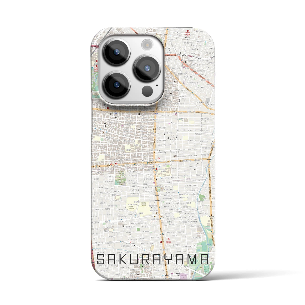 【桜山】地図柄iPhoneケース（バックカバータイプ・ナチュラル）iPhone 14 Pro 用