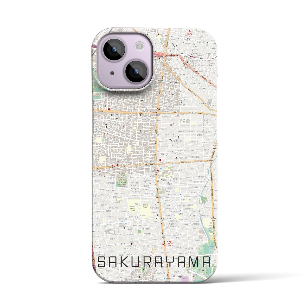 【桜山】地図柄iPhoneケース（バックカバータイプ・ナチュラル）iPhone 14 用