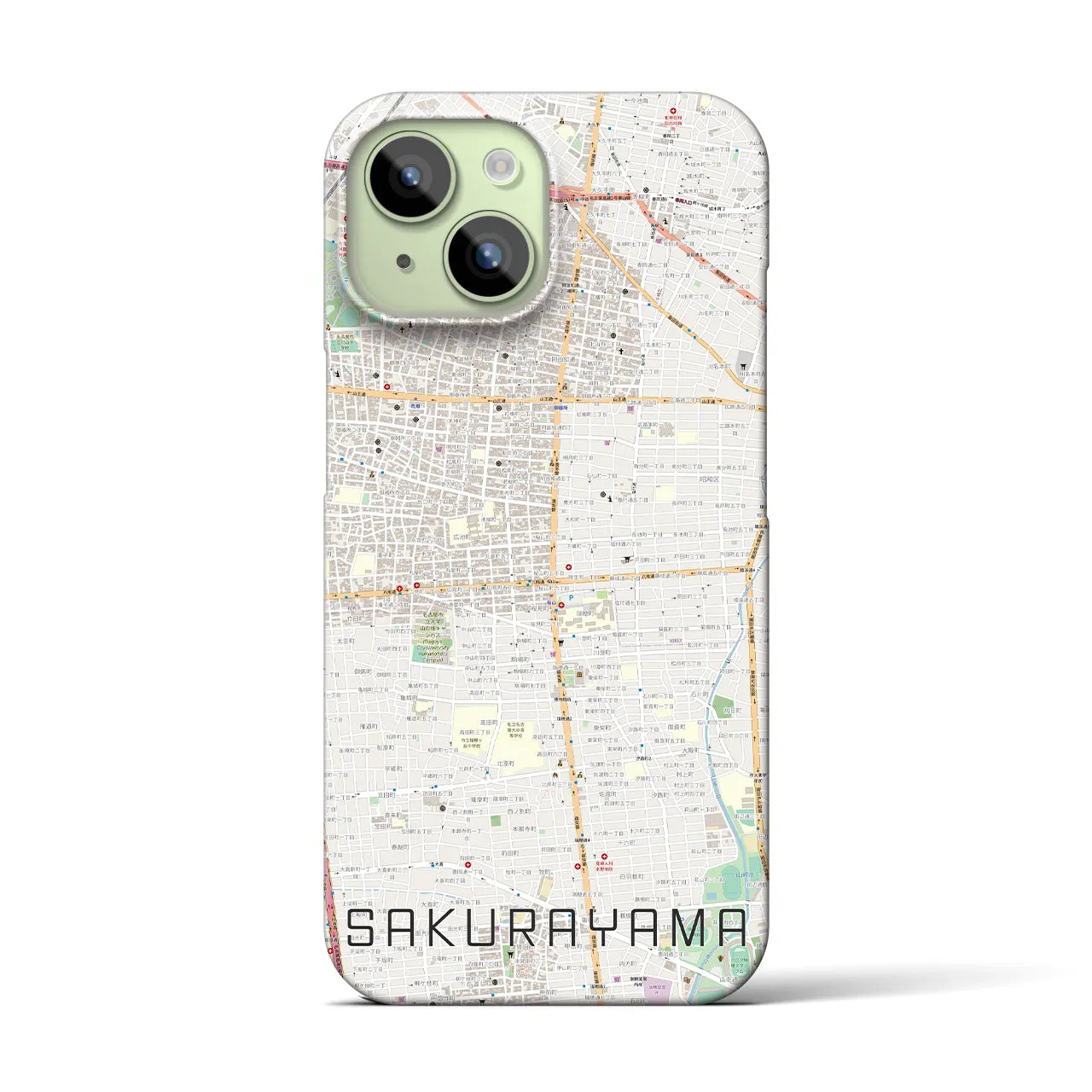 【桜山】地図柄iPhoneケース（バックカバータイプ・ナチュラル）iPhone 15 用
