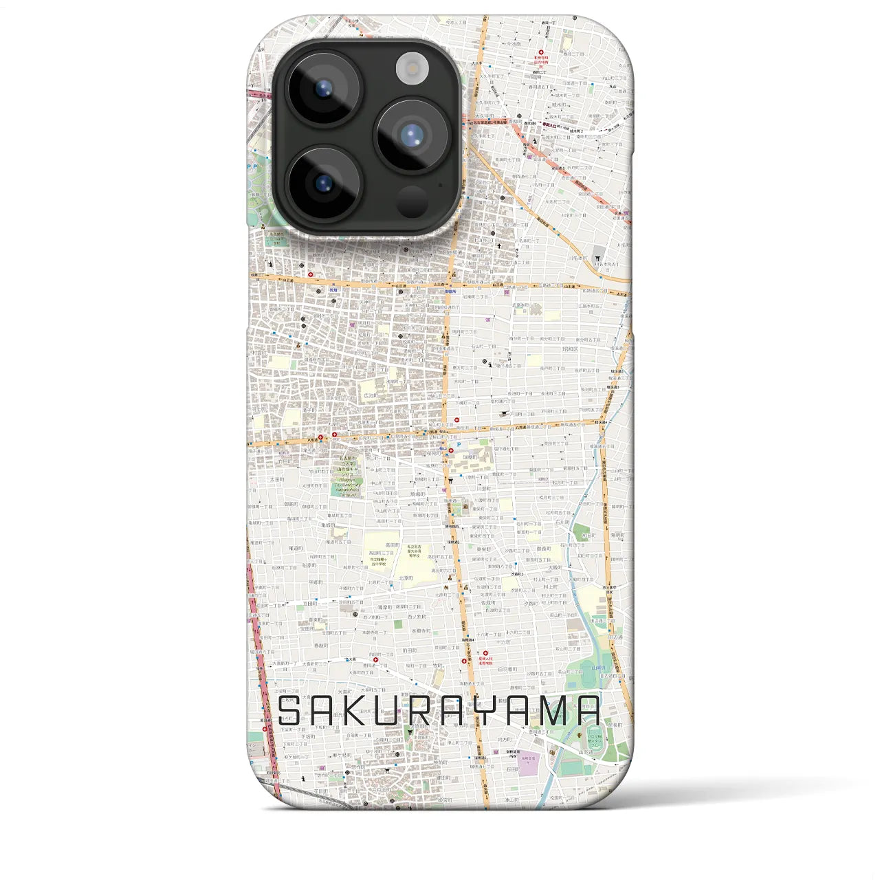 【桜山】地図柄iPhoneケース（バックカバータイプ・ナチュラル）iPhone 15 Pro Max 用