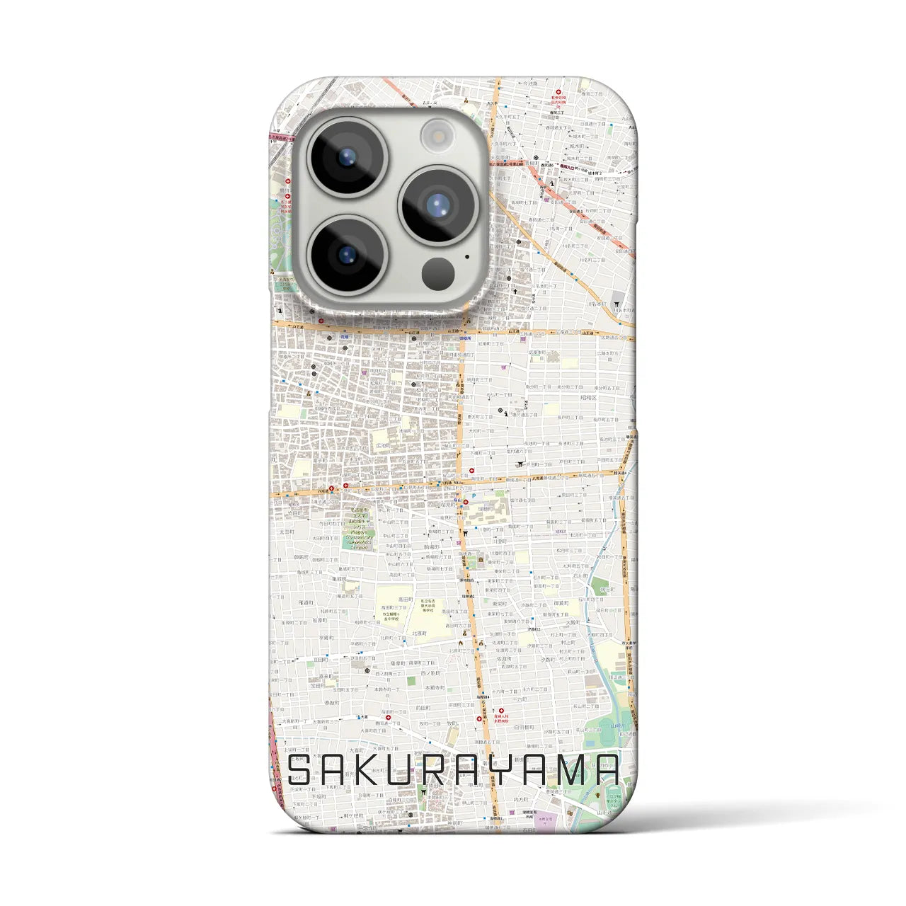 【桜山】地図柄iPhoneケース（バックカバータイプ・ナチュラル）iPhone 15 Pro 用