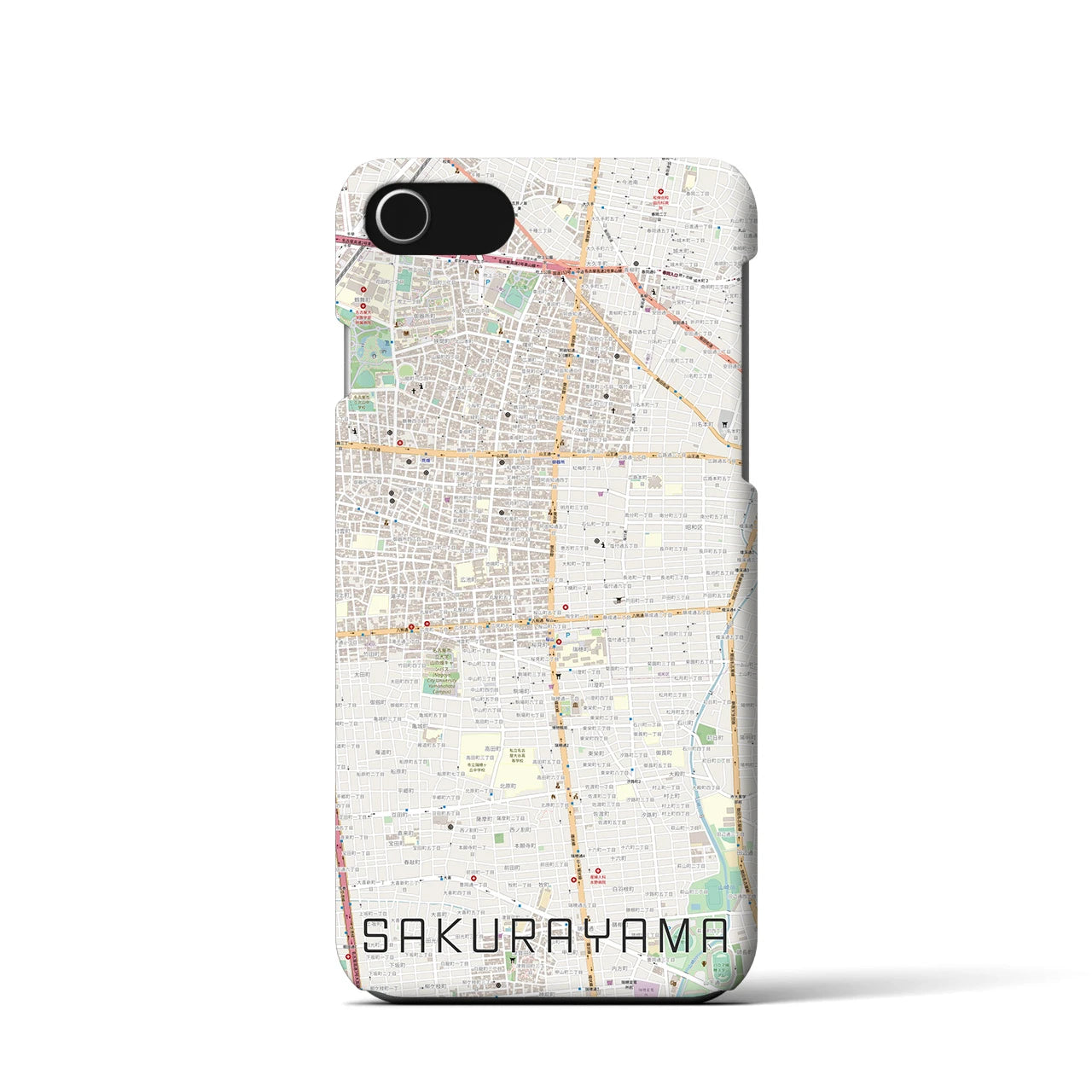 【桜山】地図柄iPhoneケース（バックカバータイプ・ナチュラル）iPhone SE（第3 / 第2世代） / 8 / 7 / 6s / 6 用