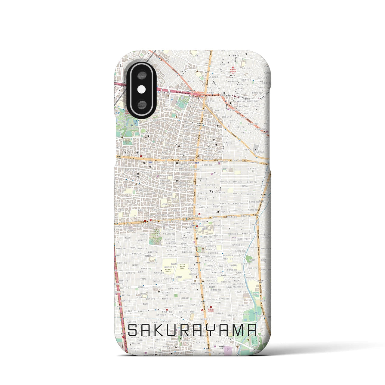 【桜山】地図柄iPhoneケース（バックカバータイプ・ナチュラル）iPhone XS / X 用