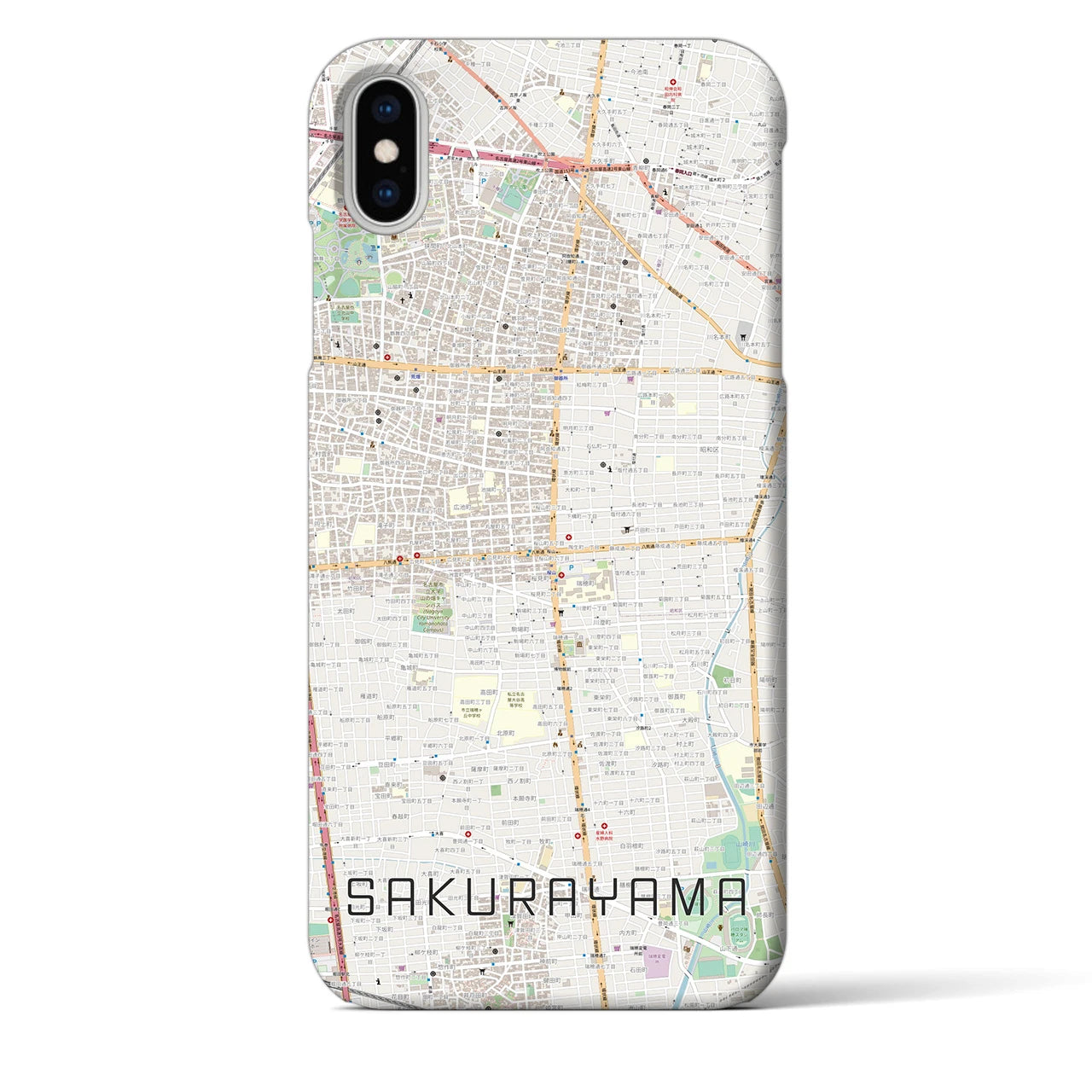 【桜山】地図柄iPhoneケース（バックカバータイプ・ナチュラル）iPhone XS Max 用