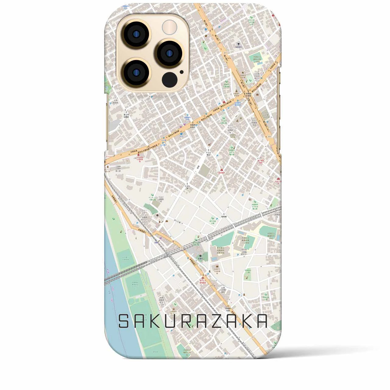【桜坂】地図柄iPhoneケース（バックカバータイプ・ナチュラル）iPhone 12 Pro Max 用