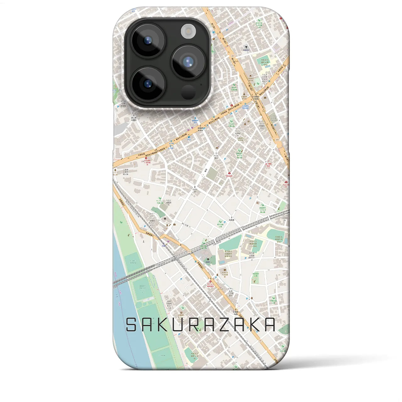 【桜坂】地図柄iPhoneケース（バックカバータイプ・ナチュラル）iPhone 15 Pro Max 用