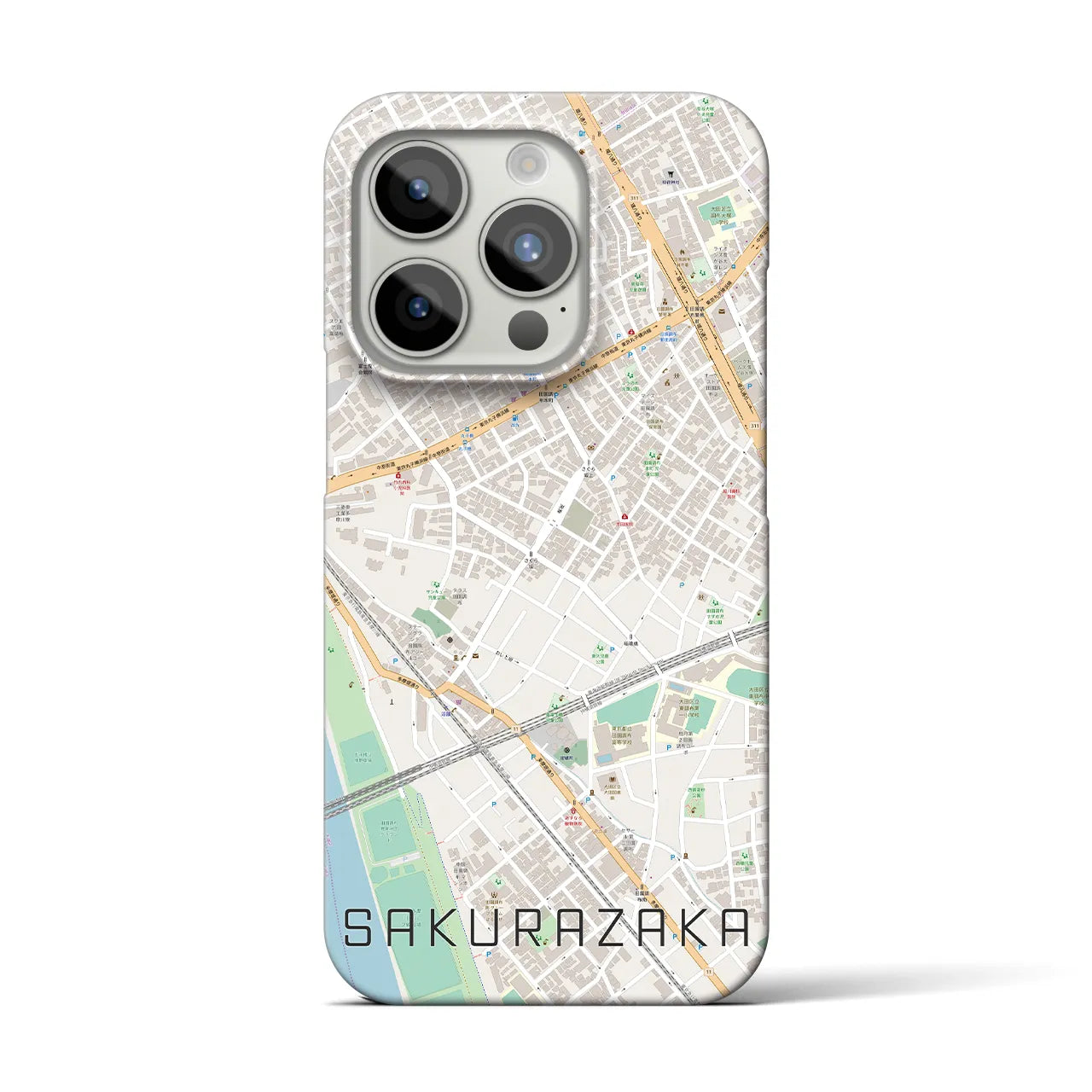 【桜坂】地図柄iPhoneケース（バックカバータイプ・ナチュラル）iPhone 15 Pro 用