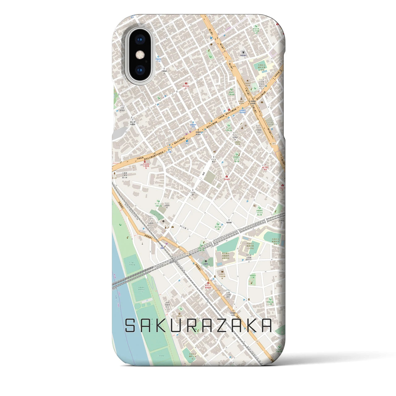 【桜坂】地図柄iPhoneケース（バックカバータイプ・ナチュラル）iPhone XS Max 用