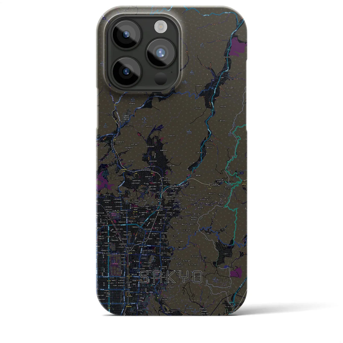 【左京】地図柄iPhoneケース（バックカバータイプ・ブラック）iPhone 15 Pro Max 用