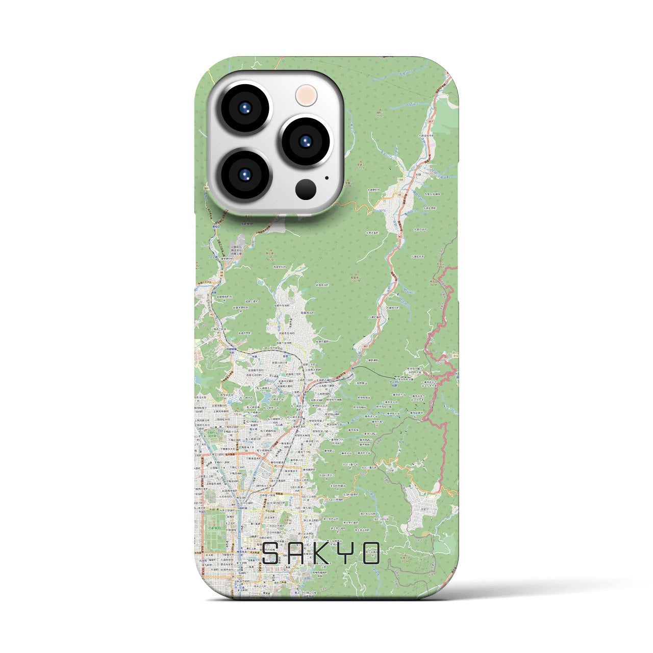 【左京】地図柄iPhoneケース（バックカバータイプ・ナチュラル）iPhone 13 Pro 用