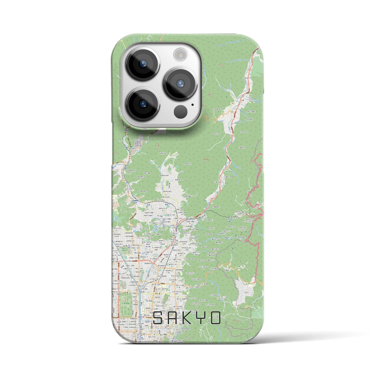 【左京】地図柄iPhoneケース（バックカバータイプ・ナチュラル）iPhone 14 Pro 用