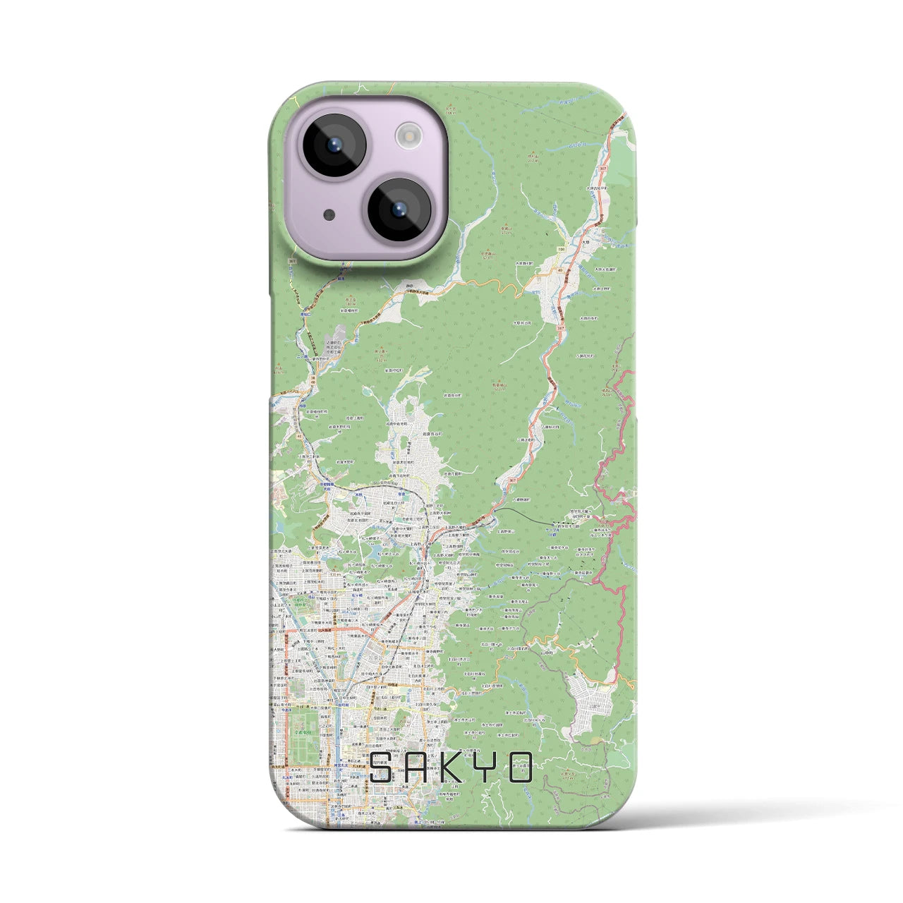 【左京】地図柄iPhoneケース（バックカバータイプ・ナチュラル）iPhone 14 用