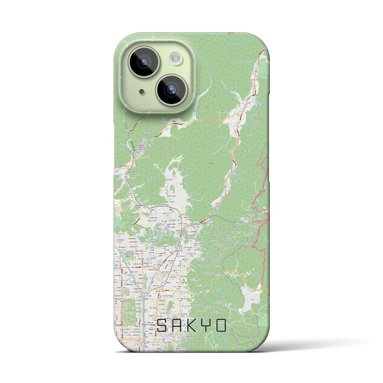 【左京】地図柄iPhoneケース（バックカバータイプ・ナチュラル）iPhone 15 用