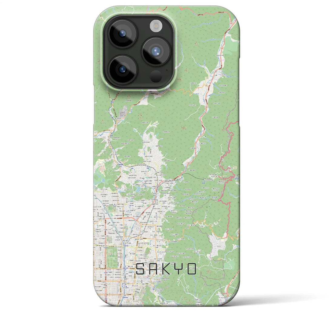 【左京】地図柄iPhoneケース（バックカバータイプ・ナチュラル）iPhone 15 Pro Max 用
