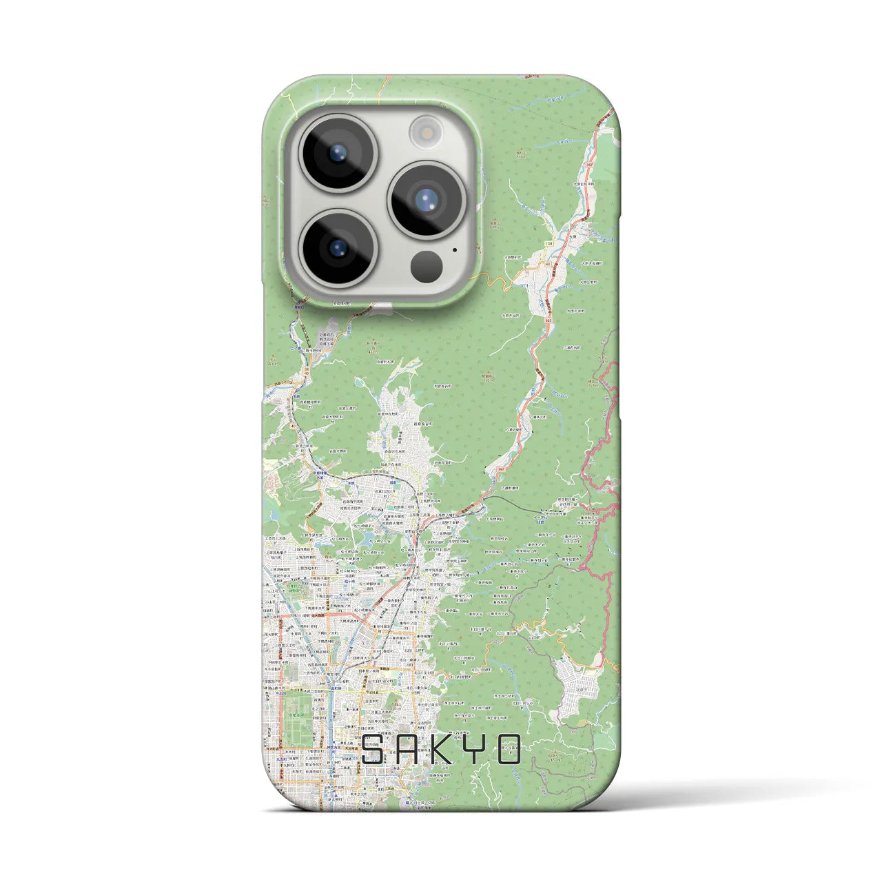 【左京】地図柄iPhoneケース（バックカバータイプ・ナチュラル）iPhone 15 Pro 用