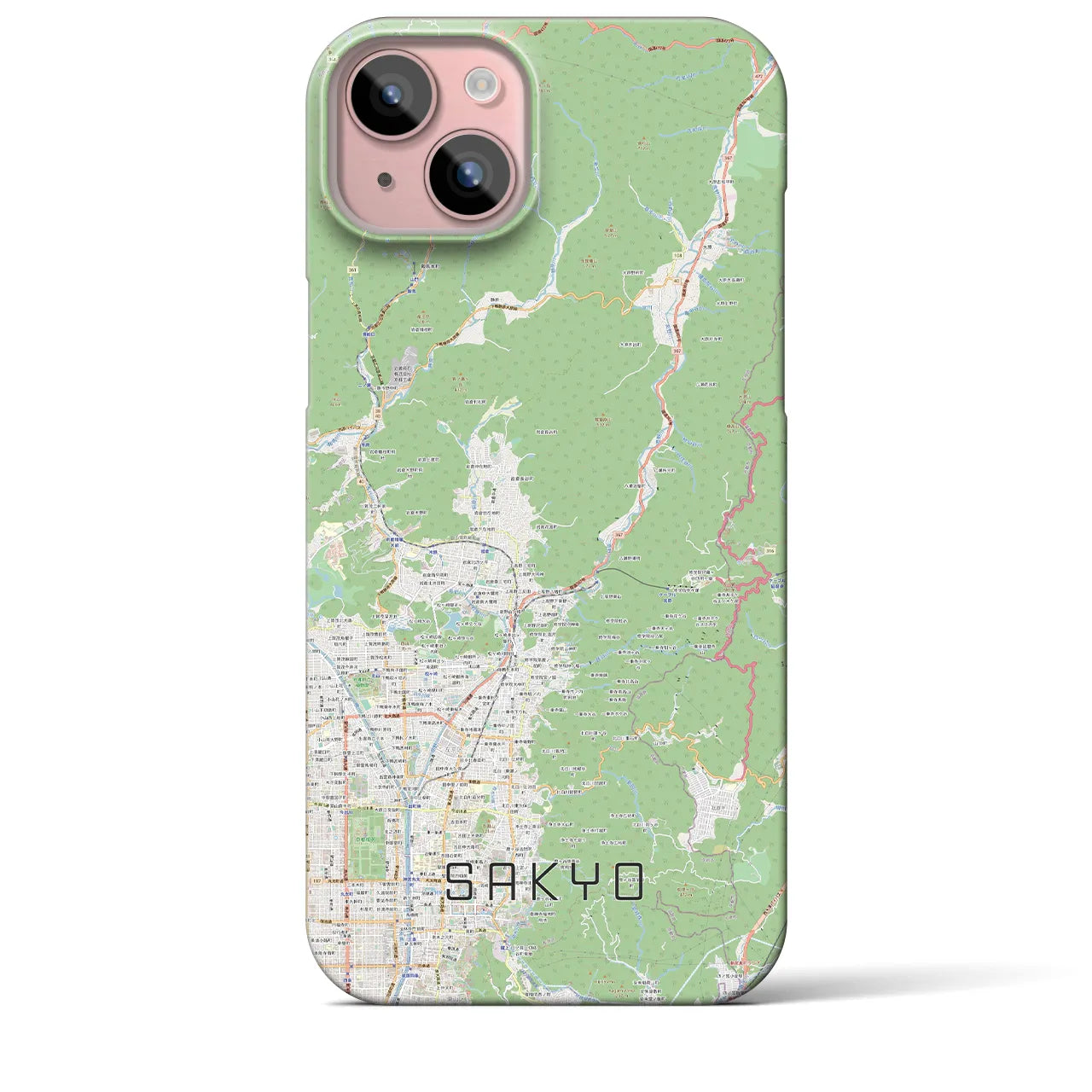 【左京】地図柄iPhoneケース（バックカバータイプ・ナチュラル）iPhone 15 Plus 用