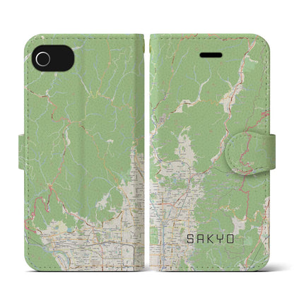 【左京（京都府）】地図柄iPhoneケース（手帳タイプ）ナチュラル・iPhone SE（第3 / 第2世代） / 8 / 7 / 6s / 6 用