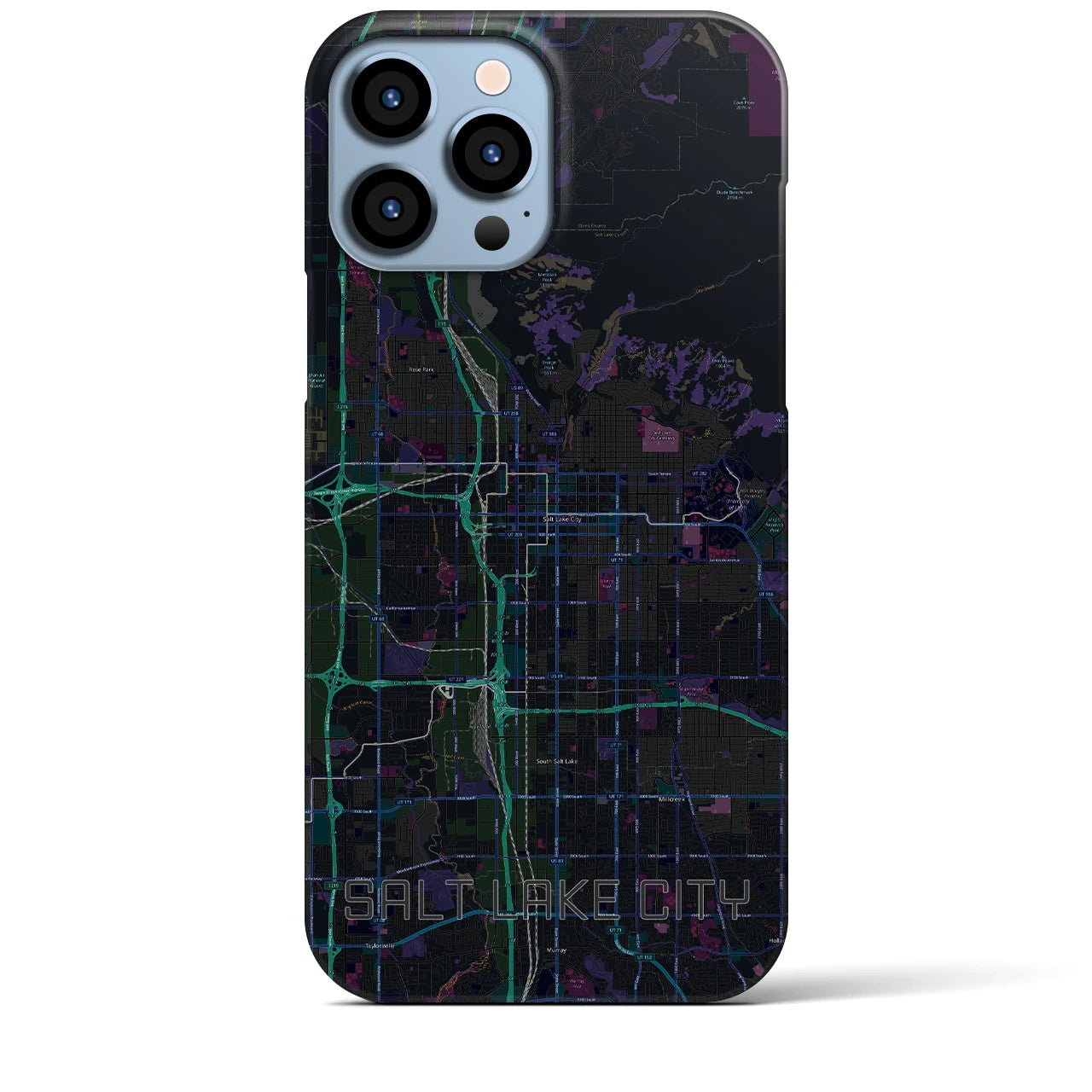 【ソルトレイクシティ】地図柄iPhoneケース（バックカバータイプ・ブラック）iPhone 13 Pro Max 用
