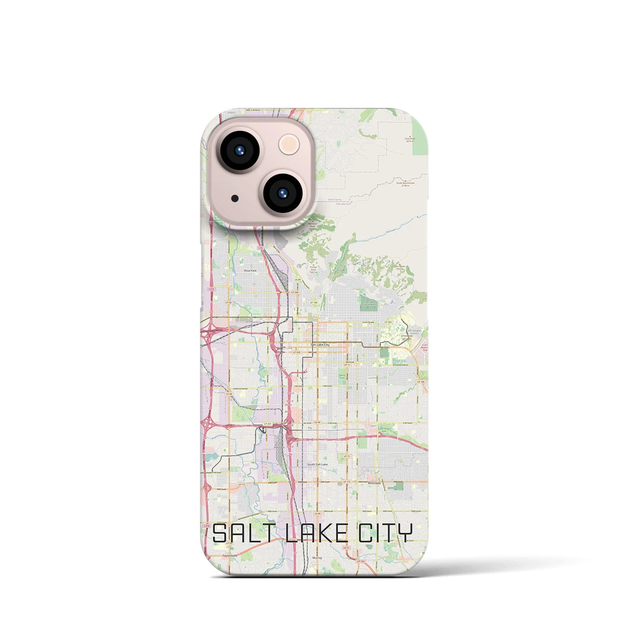 【ソルトレイクシティ】地図柄iPhoneケース（バックカバータイプ・ナチュラル）iPhone 13 mini 用