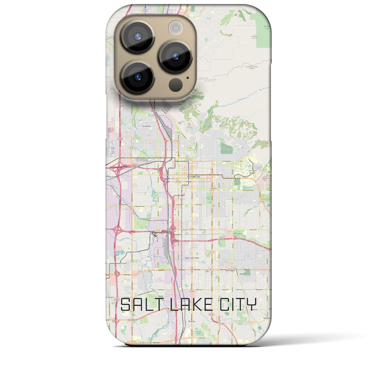 【ソルトレイクシティ】地図柄iPhoneケース（バックカバータイプ・ナチュラル）iPhone 14 Pro Max 用
