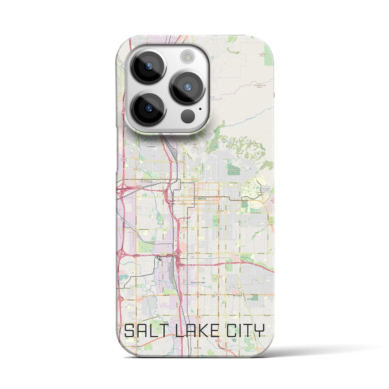 【ソルトレイクシティ】地図柄iPhoneケース（バックカバータイプ・ナチュラル）iPhone 14 Pro 用