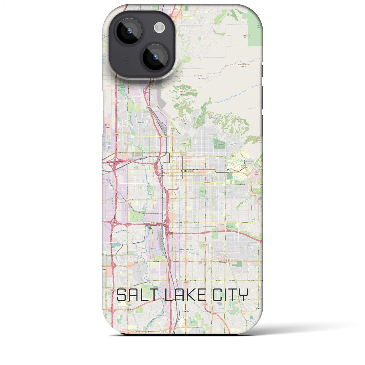 【ソルトレイクシティ】地図柄iPhoneケース（バックカバータイプ・ナチュラル）iPhone 14 Plus 用