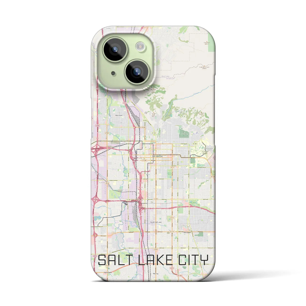 【ソルトレイクシティ】地図柄iPhoneケース（バックカバータイプ・ナチュラル）iPhone 15 用