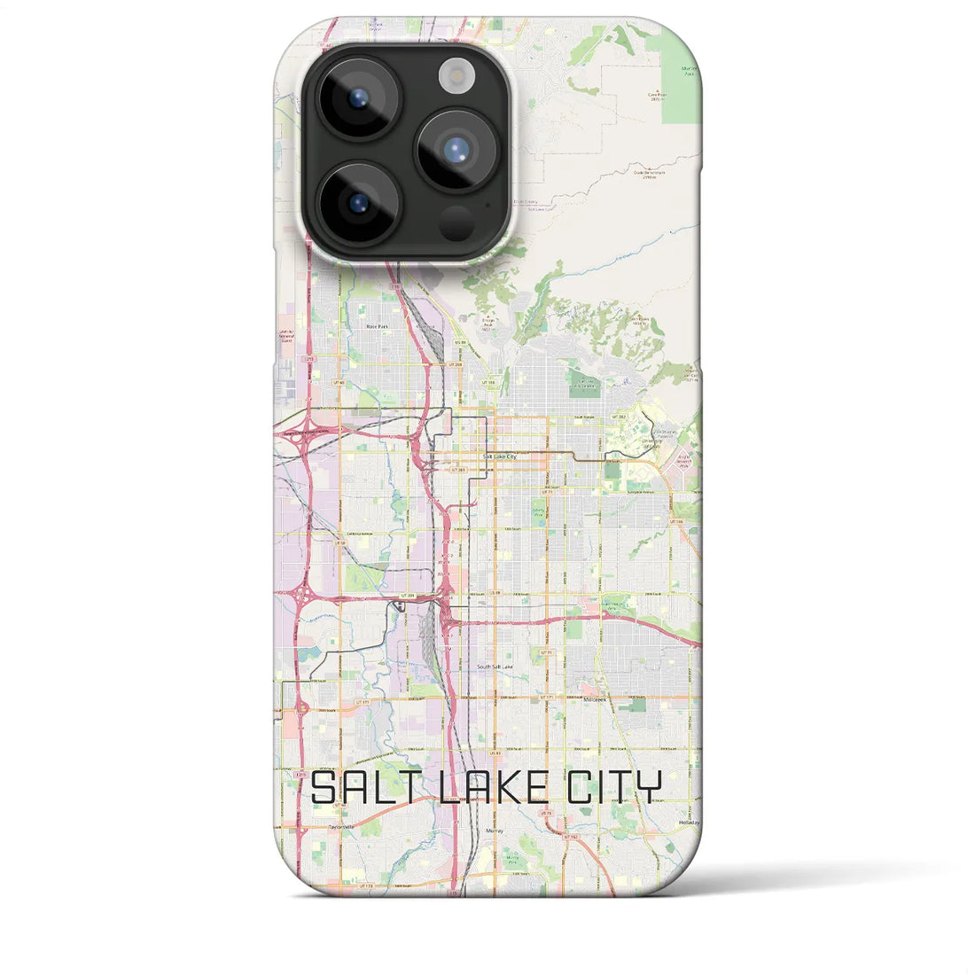 【ソルトレイクシティ】地図柄iPhoneケース（バックカバータイプ・ナチュラル）iPhone 15 Pro Max 用