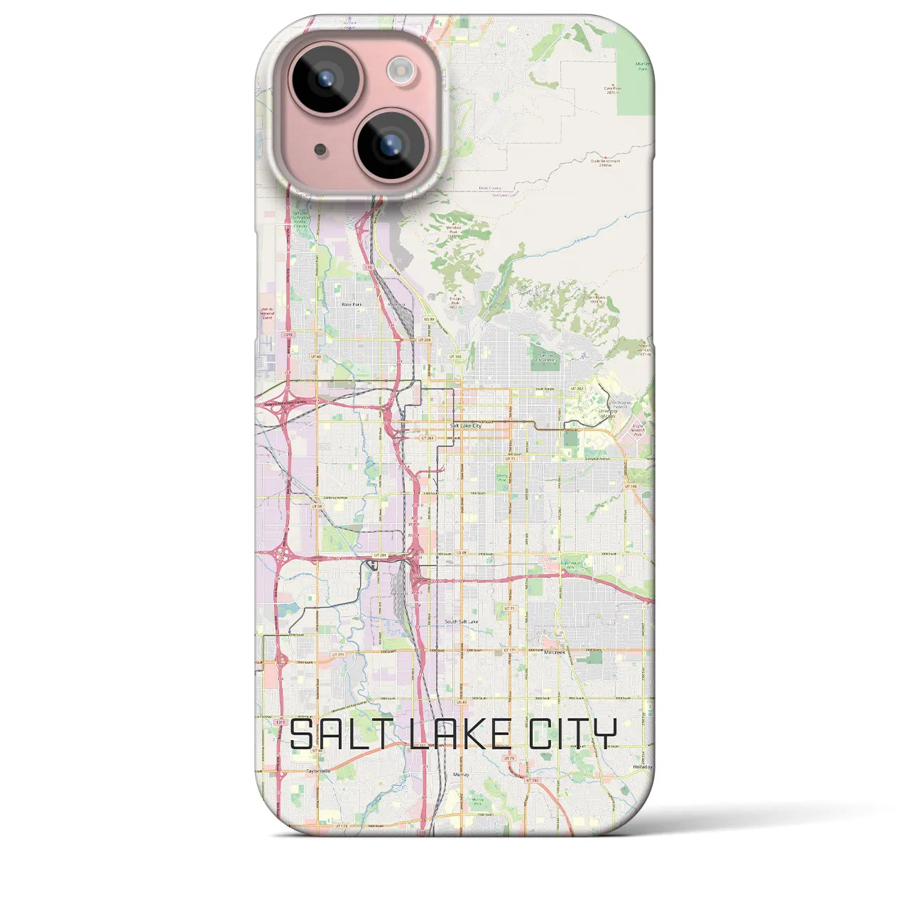 【ソルトレイクシティ】地図柄iPhoneケース（バックカバータイプ・ナチュラル）iPhone 15 Plus 用