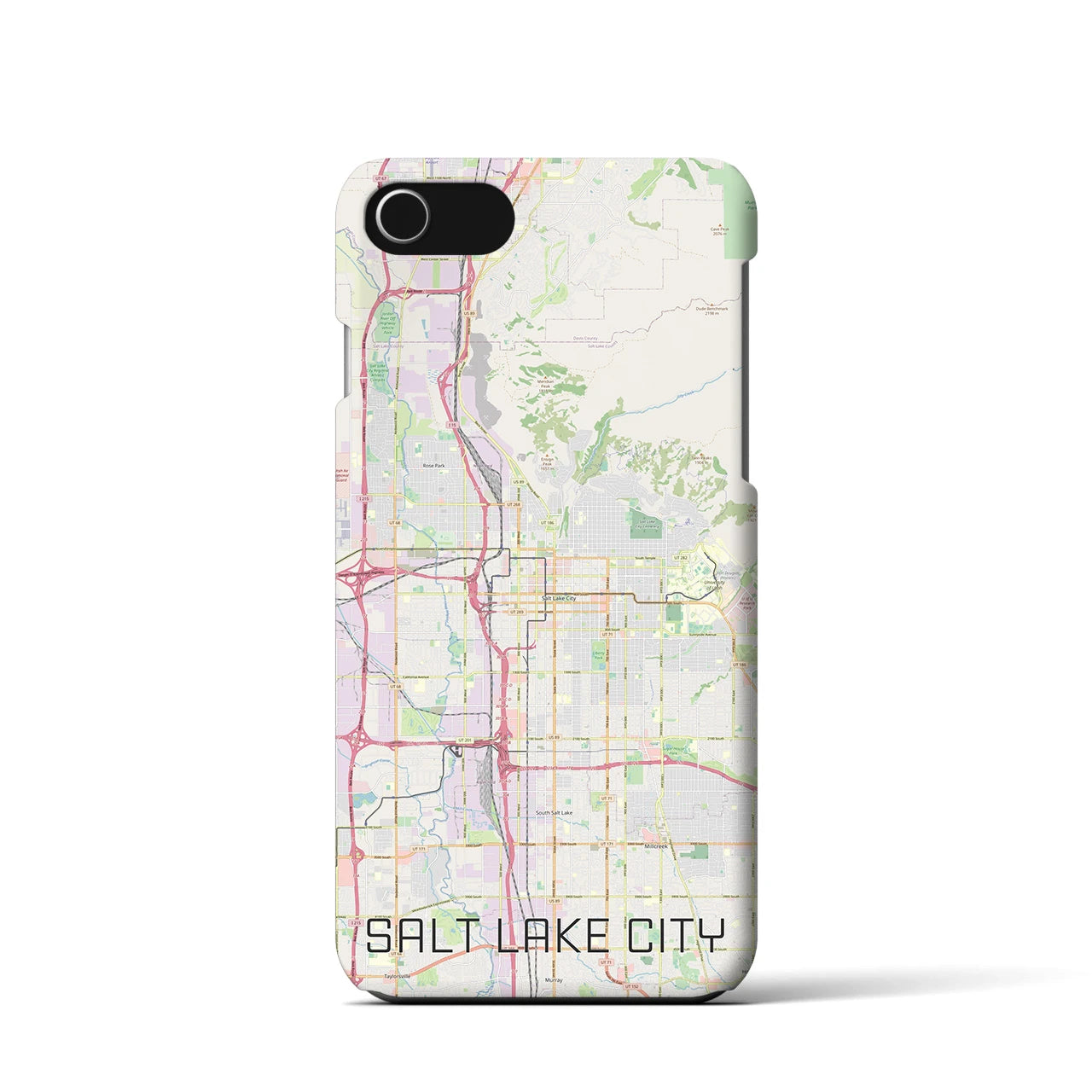 【ソルトレイクシティ】地図柄iPhoneケース（バックカバータイプ・ナチュラル）iPhone SE（第3 / 第2世代） / 8 / 7 / 6s / 6 用