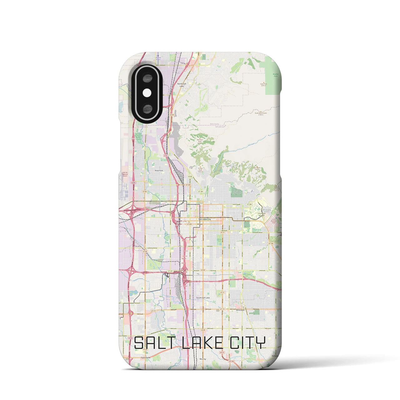 【ソルトレイクシティ】地図柄iPhoneケース（バックカバータイプ・ナチュラル）iPhone XS / X 用