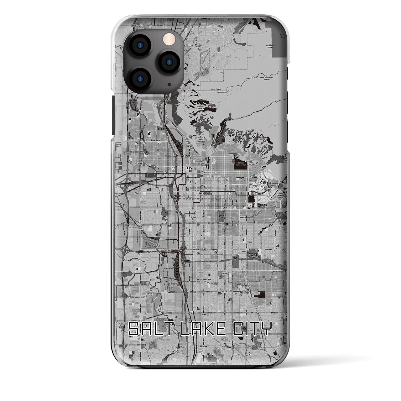 【ソルトレイクシティ】地図柄iPhoneケース（クリアタイプ・モノトーン）iPhone 11 Pro Max 用