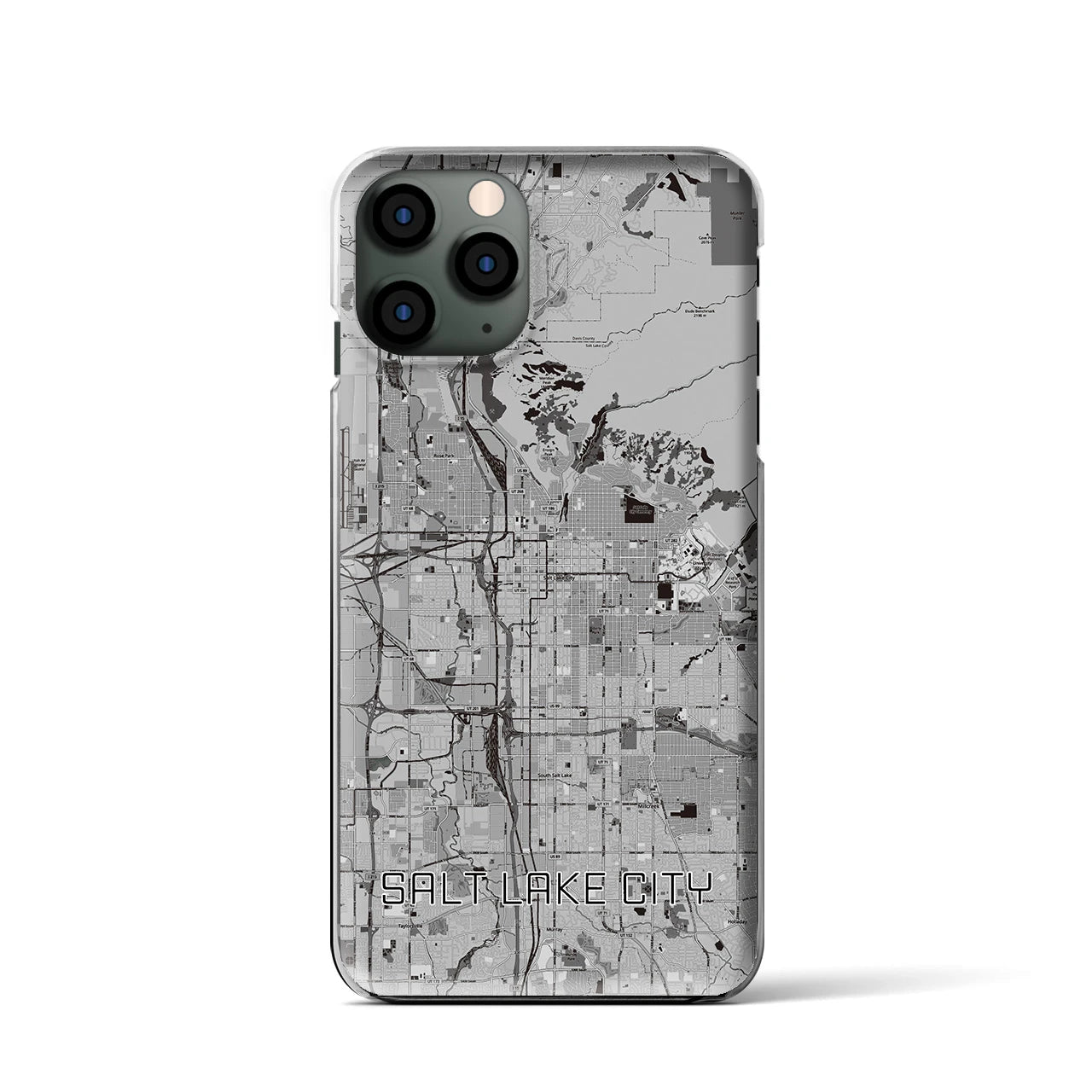 【ソルトレイクシティ】地図柄iPhoneケース（クリアタイプ・モノトーン）iPhone 11 Pro 用