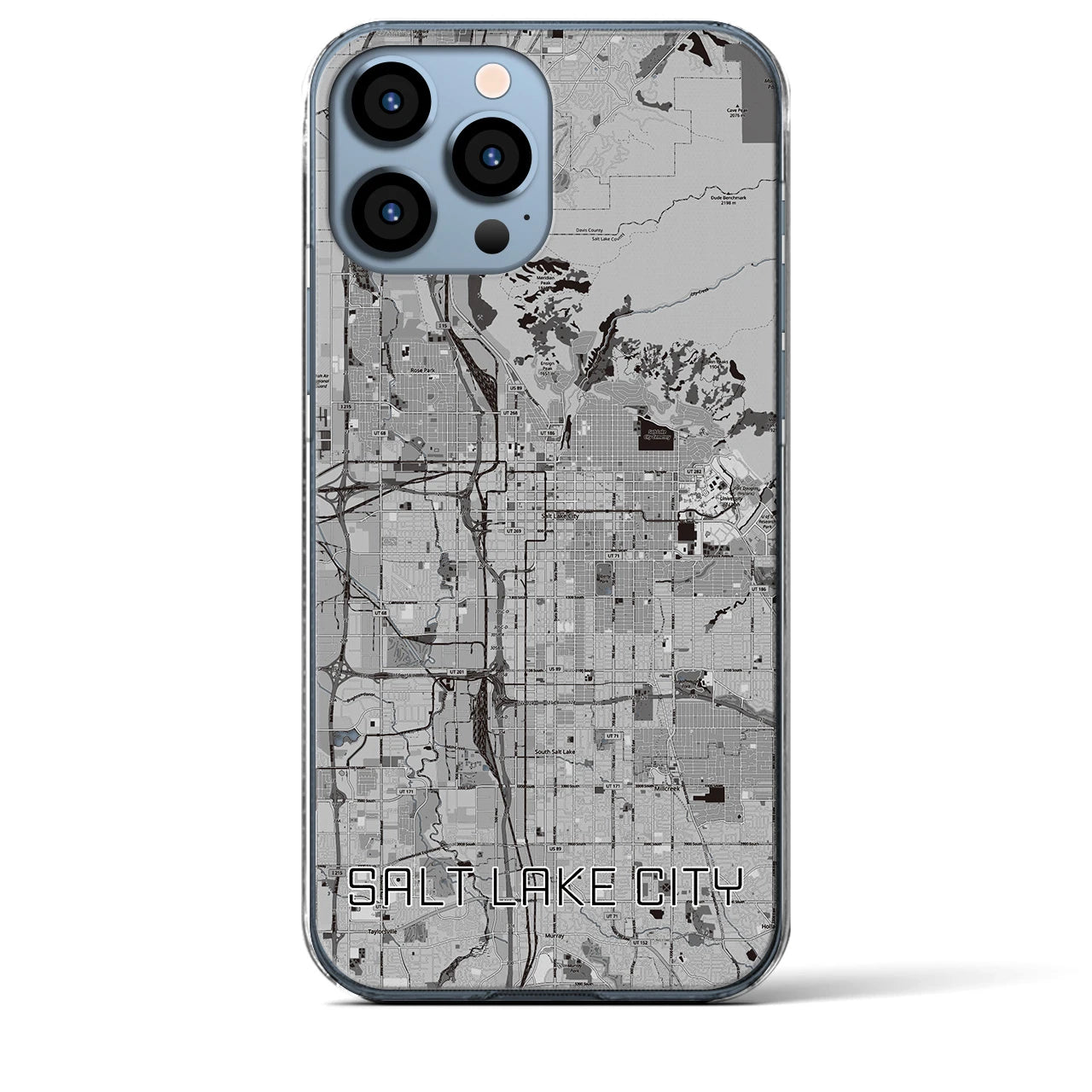 【ソルトレイクシティ】地図柄iPhoneケース（クリアタイプ・モノトーン）iPhone 13 Pro Max 用