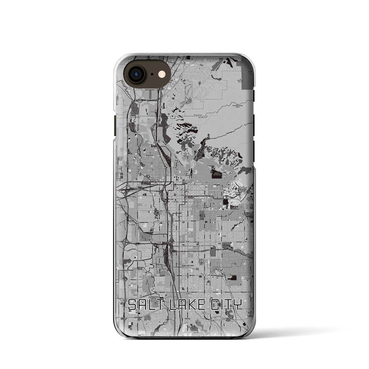 【ソルトレイクシティ】地図柄iPhoneケース（クリアタイプ・モノトーン）iPhone SE（第3 / 第2世代） / 8 / 7 / 6s / 6 用