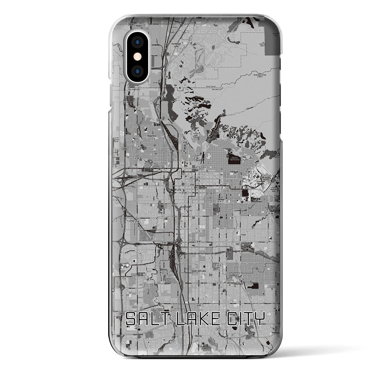【ソルトレイクシティ】地図柄iPhoneケース（クリアタイプ・モノトーン）iPhone XS Max 用