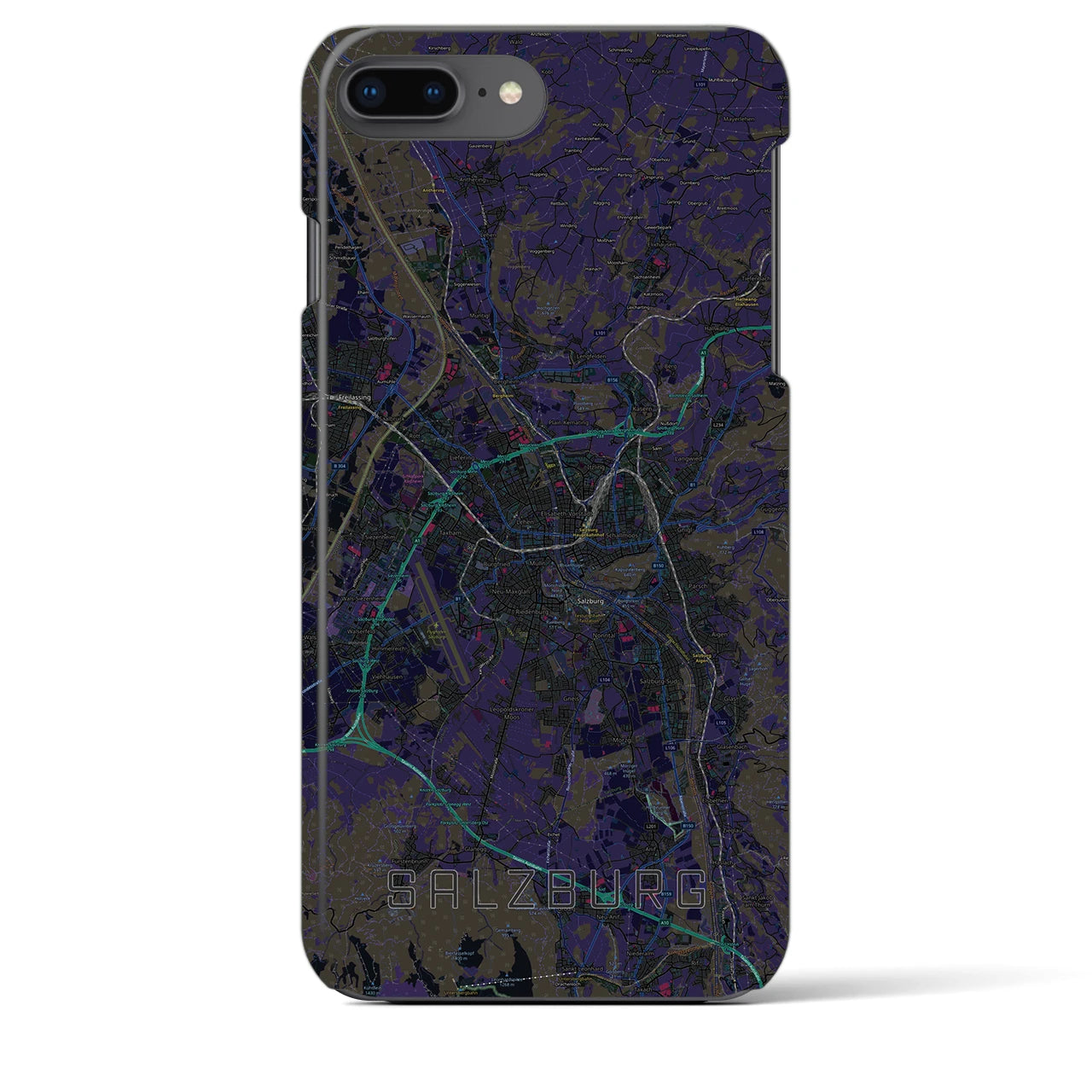 【ザルツブルク】地図柄iPhoneケース（バックカバータイプ・ブラック）iPhone 8Plus /7Plus / 6sPlus / 6Plus 用