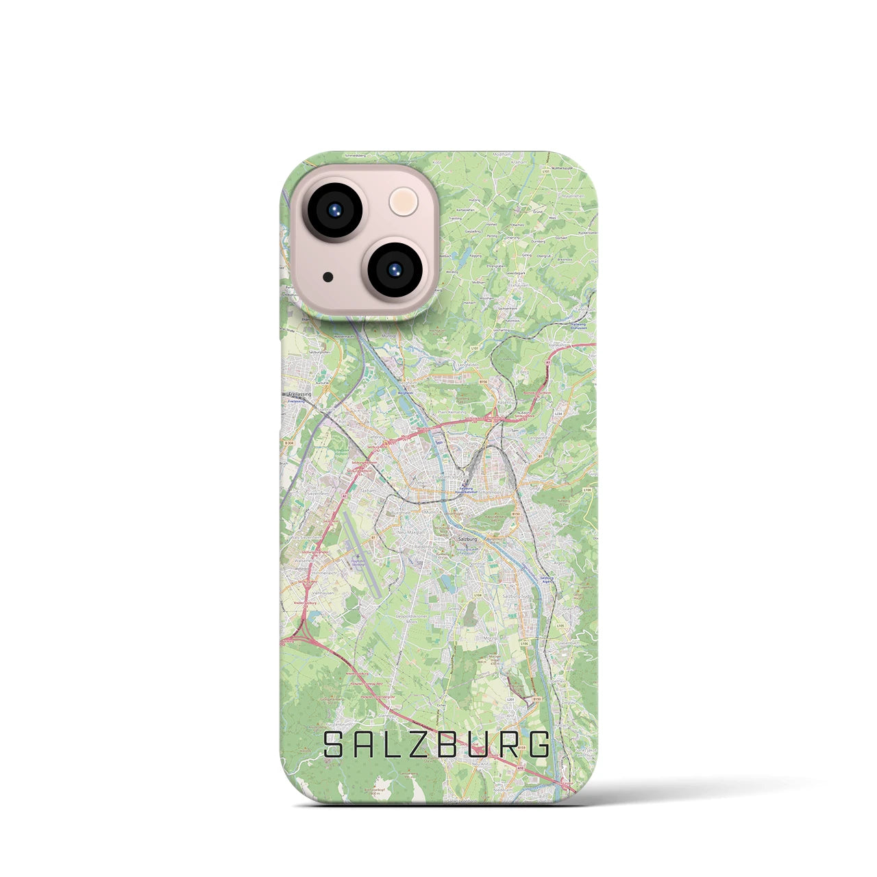 【ザルツブルク】地図柄iPhoneケース（バックカバータイプ・ナチュラル）iPhone 13 mini 用