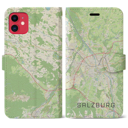 【ザルツブルク（オーストリア）】地図柄iPhoneケース（手帳タイプ）ナチュラル・iPhone 11 用